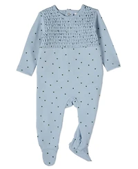 MeMoi Baby and Toddler Boys "Blueberries" Smocked 100% Cotton Footie