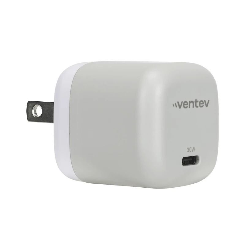 Ventev 30W Ultrafast Usb C Universal GaN Mini Wall Charger-White