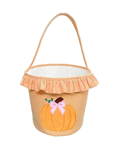 Bits & Bows Girls Ruffled Bow Halloween Pumpkin Tote in Orange