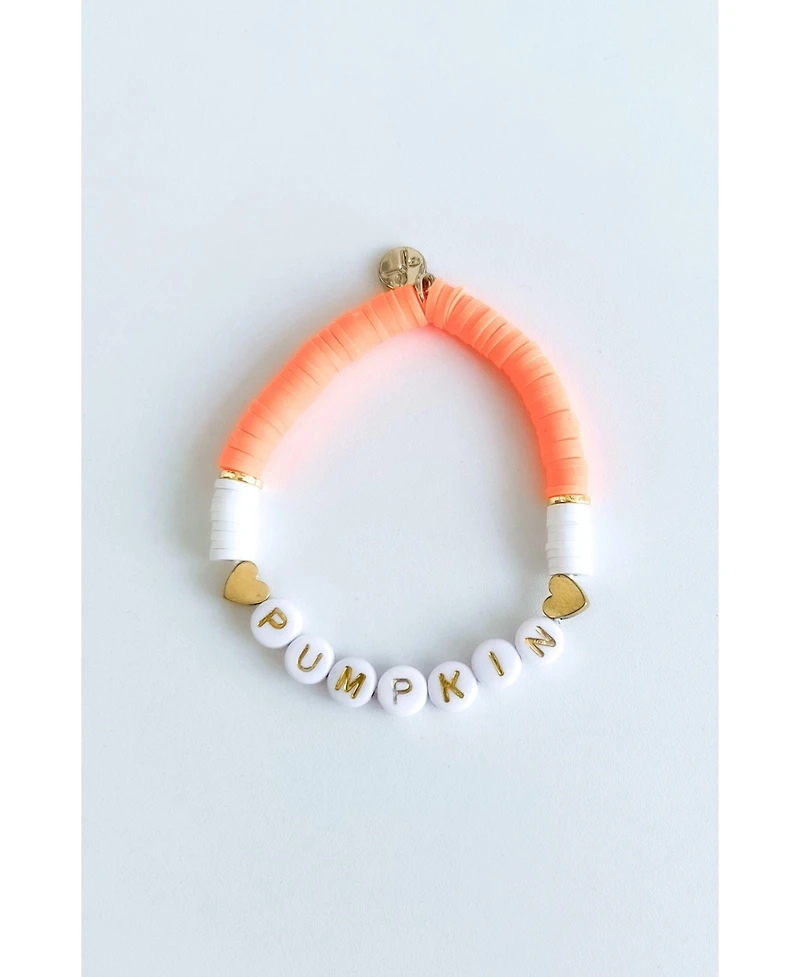 Bits & Bows Girls Pumpkin Hearts Bracelet in Orange