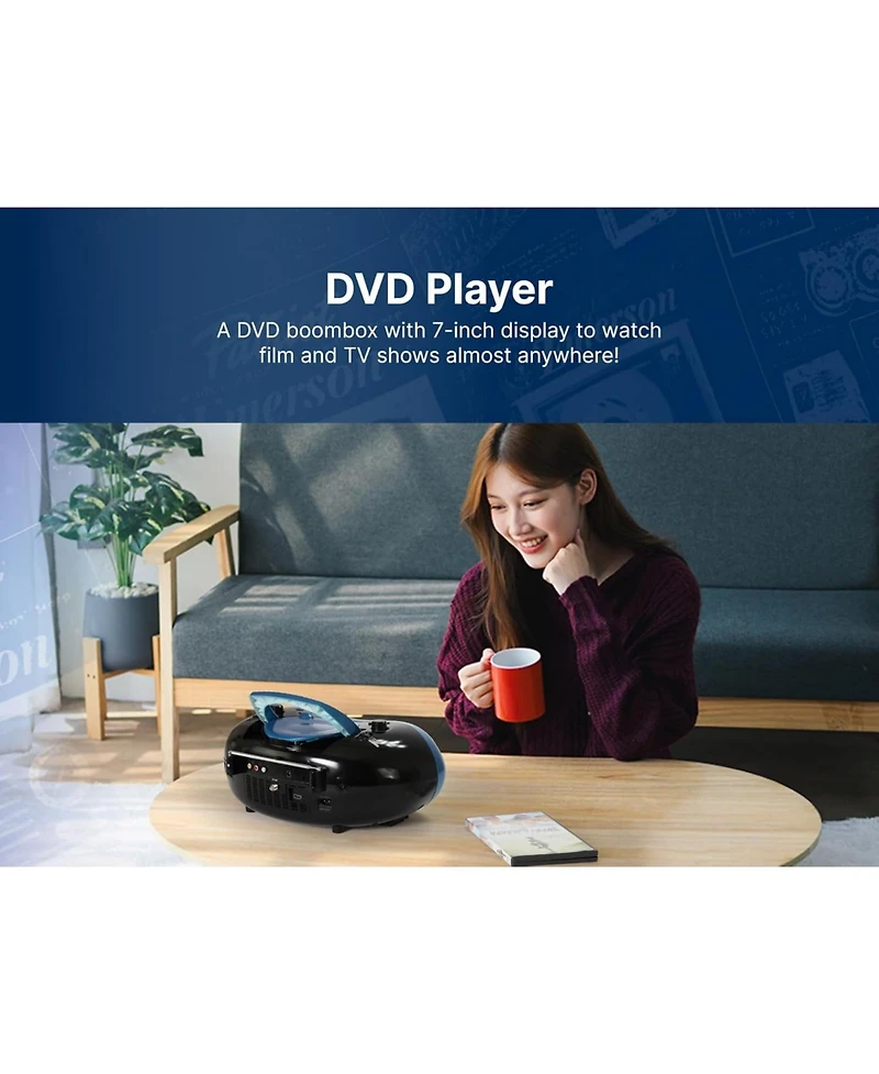 Emerson Edl-2870H Bluetooth Boombox Dvd Player with 7'' Lcd Screen, Tv Tuner and Radio