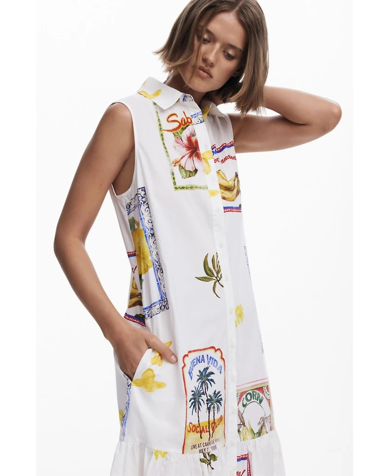 Desigual Women's Shirt dress postcards