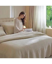 MarCielo 3 Pcs 100% Cotton Oversized Bedspread Set Lightweight Quilt Set Tg