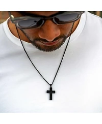 Vincero Men's Stone Cross Pendant Stealth Black - Large