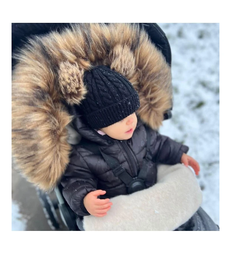 Cover Baby Baby Cover 0-3 Years Organic Premium Beige Wool Adjustable Footmuff in Pastel Black