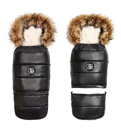 Cover Baby Baby Cover 0-3 Years Organic Premium Beige Wool Adjustable Footmuff in Pastel Black