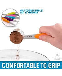 Set of 10 Stackable Stainless Steel Metal Measuring Cups and Spoons with Silicone Handles