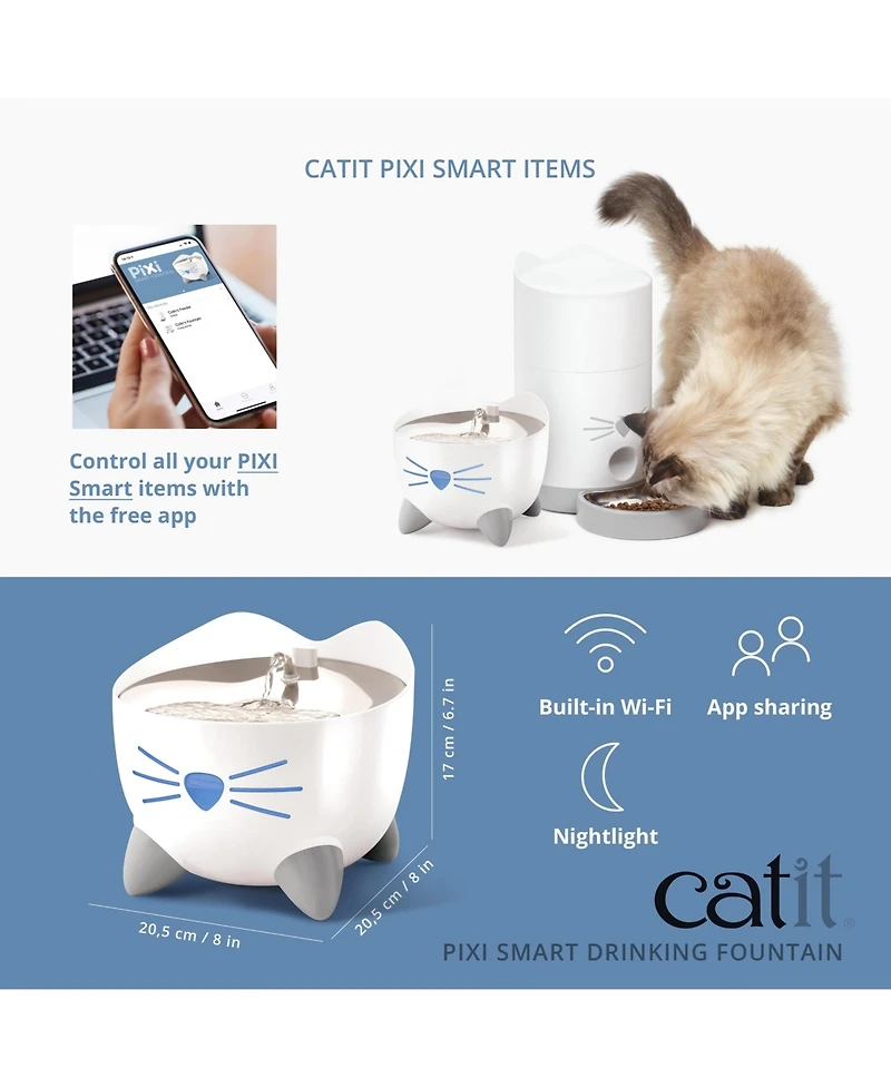 Catit Pixi Smart Fountain, Stainless Top