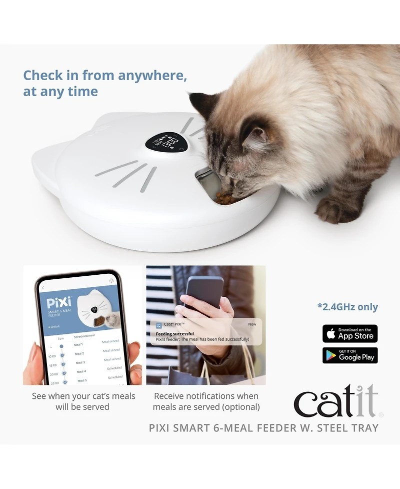 Catit Pixi Smart 6-Meal Feeder,Stainless