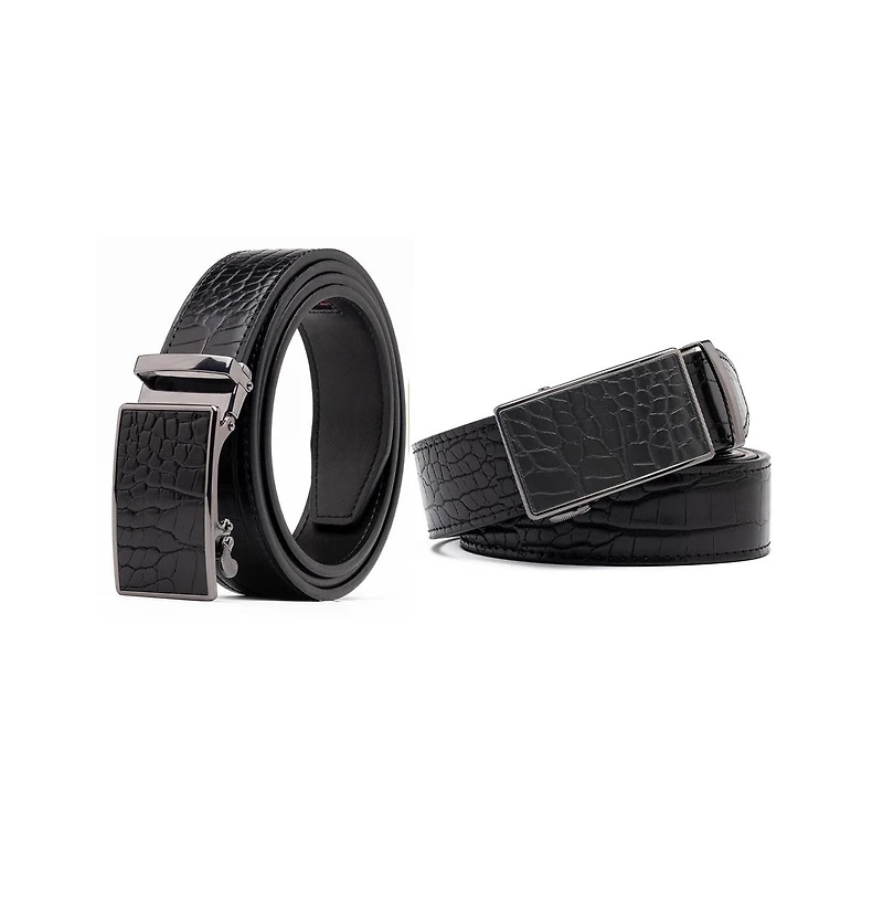 Men's Genuine Leather Crocodile Design Dress Belt with Automatic Buckle