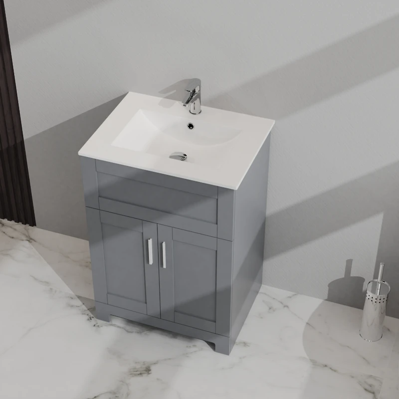 Streamdale 24" Bathroom Sink Vanity Laundry Utility Cabinet, Gray