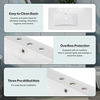 36" White Bathroom Vanity with Premium Ceramic Sink