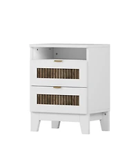 Streamdale Furniture Farmhouse 2-Drawer Nightstand with Wooden Accents