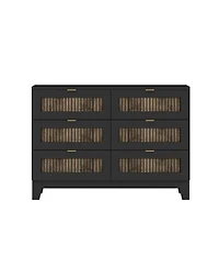 Streamdale Furniture Rustic Dresser with 6 Drawers and Metal Handles