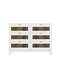 Streamdale Furniture Rustic Dresser with 6 Drawers and Metal Handles
