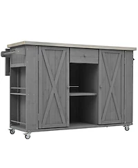 Streamdale Outdoor Kitchen Island - Fir Wood, Stainless Top