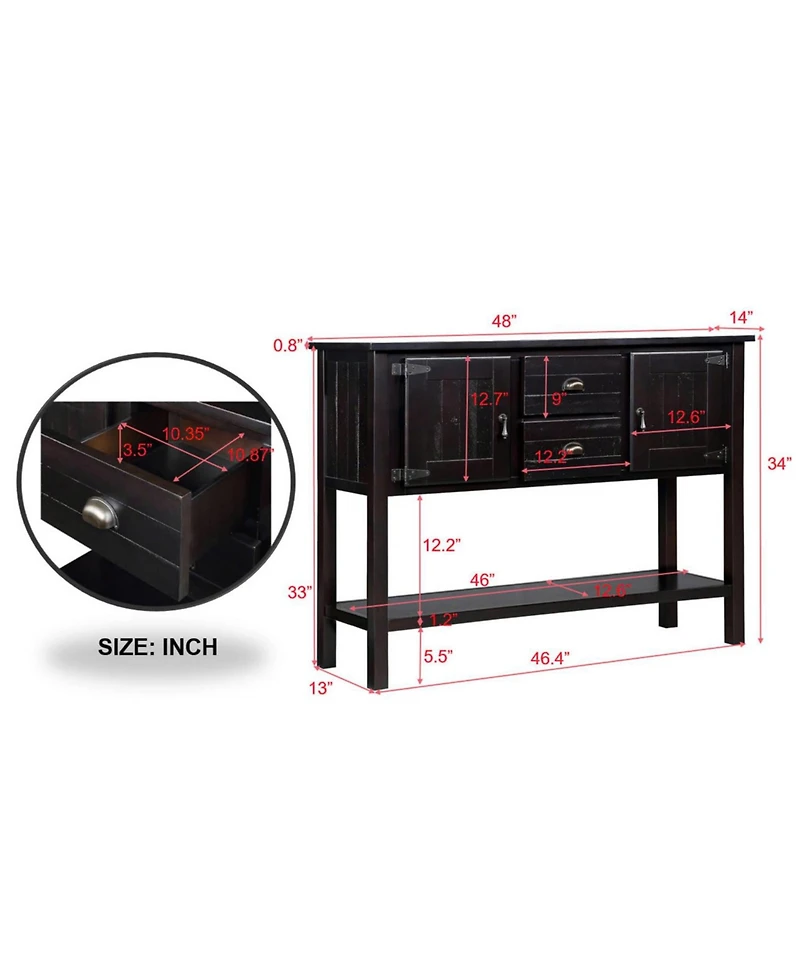 Streamdale 48" Wood Sideboard Console Table - Espresso