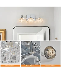 Streamdale Furniture Streamdale Brushed Nickel Finish Vintage Crystal Vanity Light - Elegant 3-Light Bathroom Mirror Fixture with Clear Glass Shades