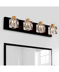 Streamdale Furniture 4-Light Black and Gold Vanity Light Fixture with Crystal Shade