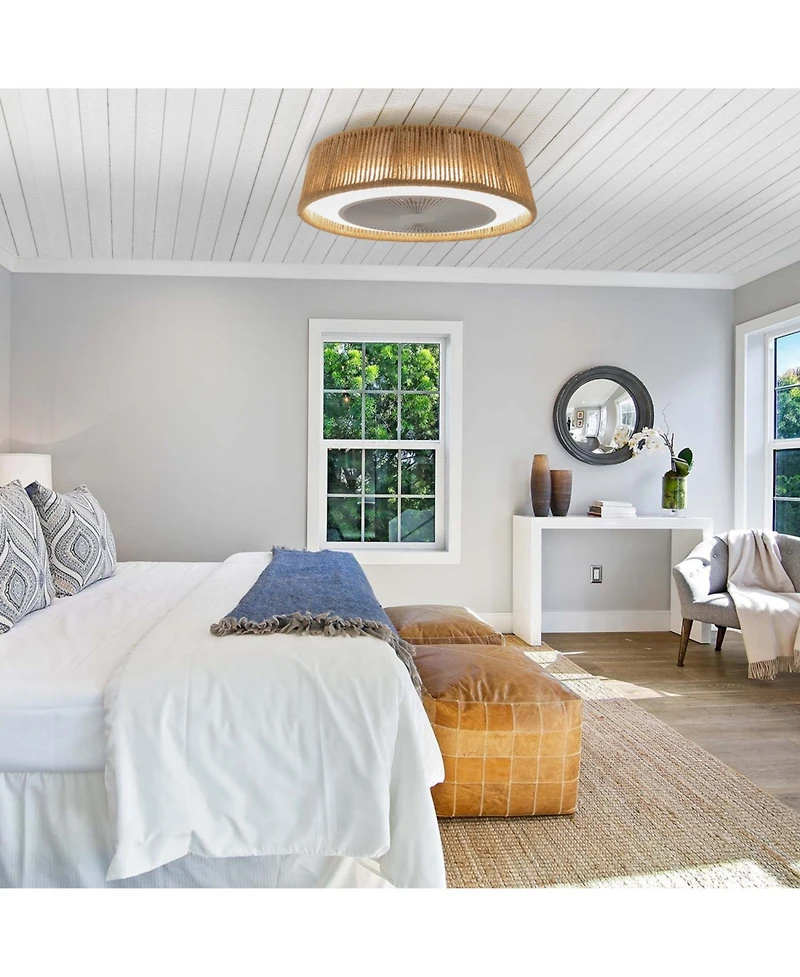 Streamdale Furniture Bohemian style Led Dimmable Ceiling Light With Built-In Fan - Remote Control