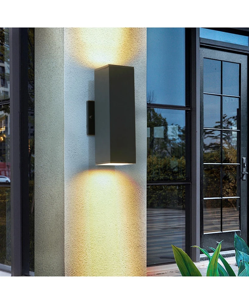 Streamdale Furniture Black Aluminum Outdoor Wall Sconce (2-Pack), Weatherproof Modern Wall Light
