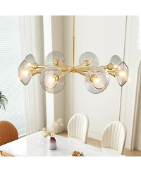 Streamdale Mid-Century Sputnik Chandelier 8-Light Gold Fixture with Clear Shades