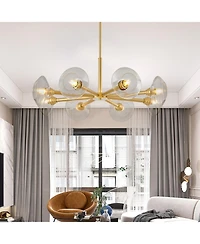 Streamdale Mid-Century Sputnik Chandelier 8-Light Gold Fixture with Clear Shades