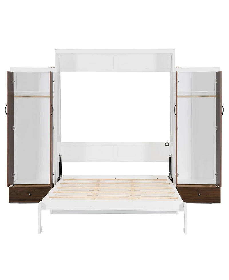 Streamdale Furniture Full Size Murphy Bed Wall Bed with Closet Drawers and Table