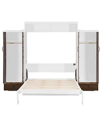 Streamdale Furniture Full Size Murphy Bed Wall Bed with Closet Drawers and Table