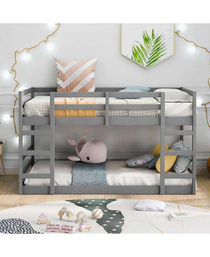 Streamdale Furniture Twin Over Twin Bunk Bed with Ladder