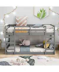Streamdale Furniture Twin Over Twin Bunk Bed with Ladder