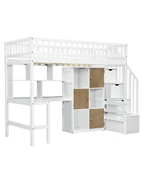 Streamdale Furniture Twin Loft Bed with Desk Storage & Stairs