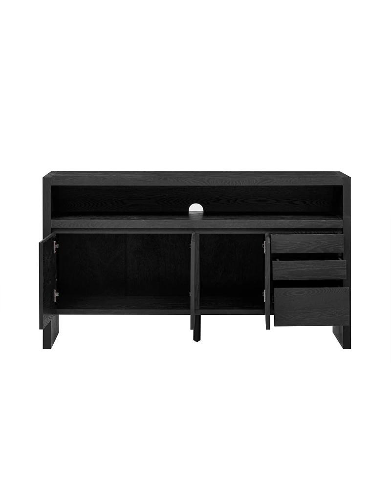 Streamdale Furniture 60" Modern Ash Veneer 3-Door Sideboard