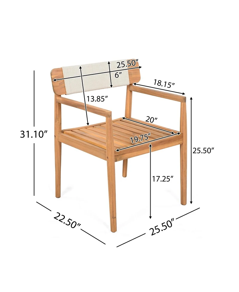 Streamdale Furniture Acacia Wood Outdoor Armchair - Weather-Resistant & Stylish Set of 2
