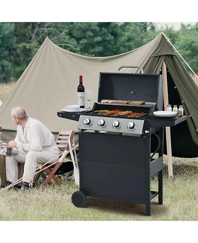 Streamdale Furniture Propane 4-Burner Bbq Grill Stainless Steel 34 000 Btu