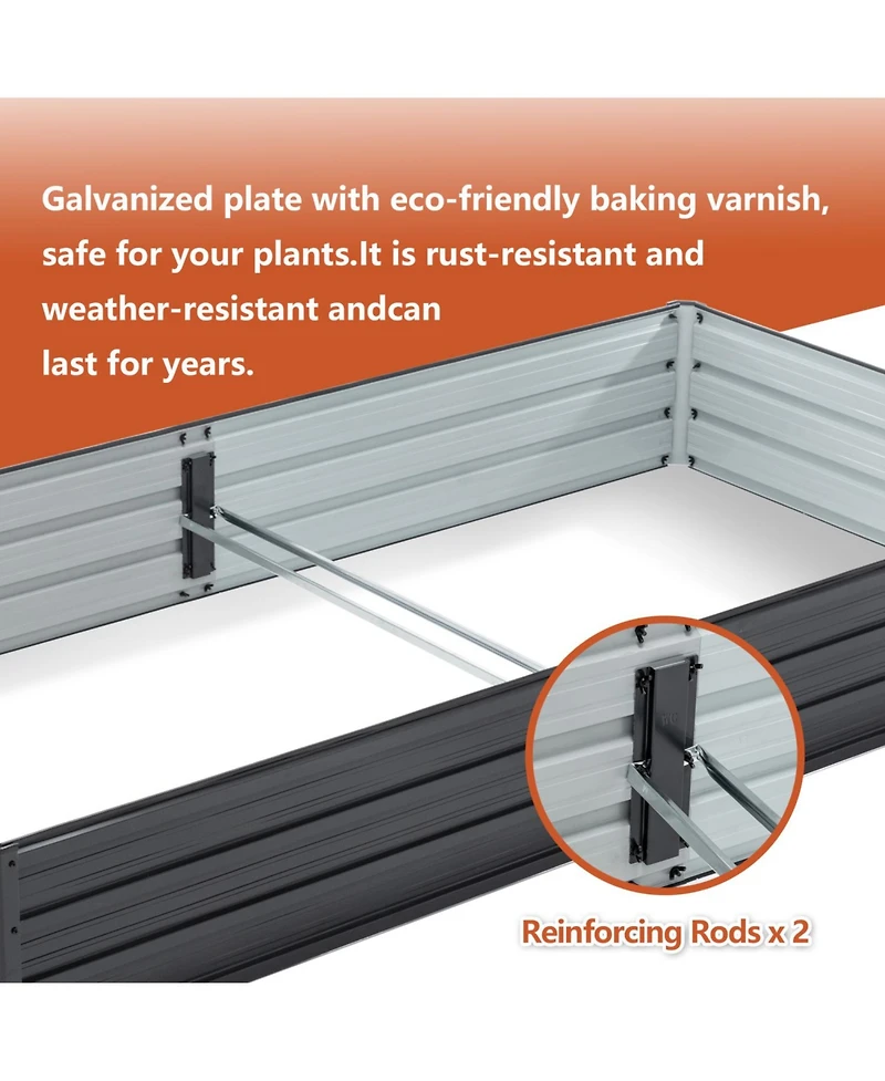 Streamdale Furniture Galvanized Raised Garden Bed - 8x4x1 ft