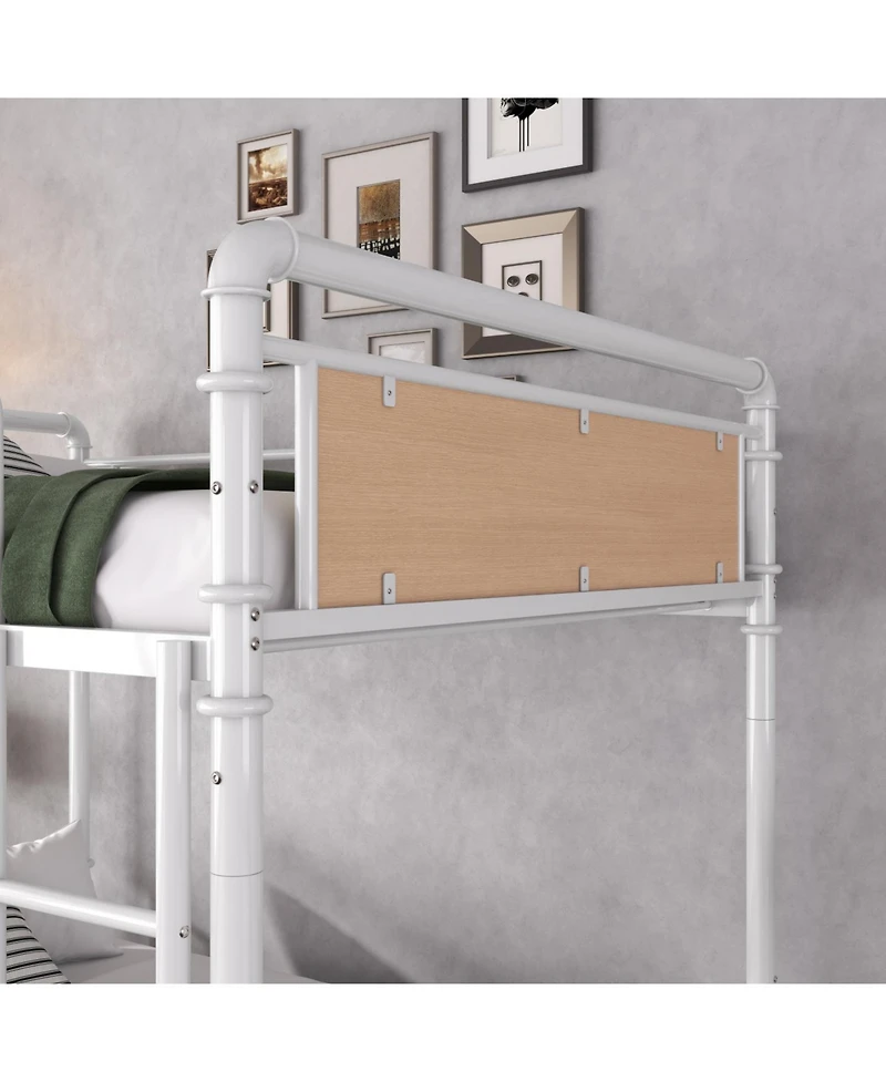 Streamdale Furniture Twin Xl Over Twin Xl Metal Bunk Bed White