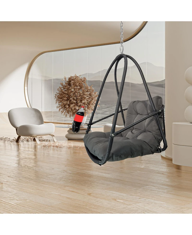 Streamdale Furniture Wicker Egg Chair with Stand & Cushion