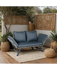 Streamdale Furniture Wicker Foldable Patio Bench with Cushion