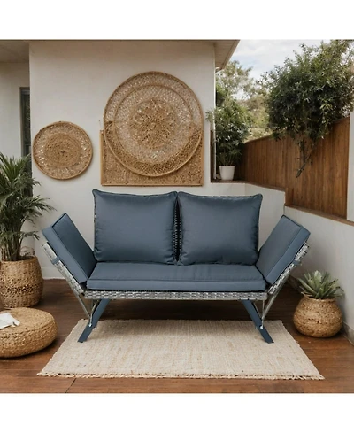 Streamdale Furniture Wicker Foldable Patio Bench with Cushion