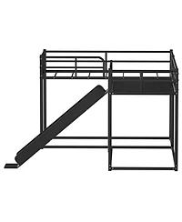 Streamdale Furniture L-Shaped Bunk Bed with Slide and Short Ladder Black