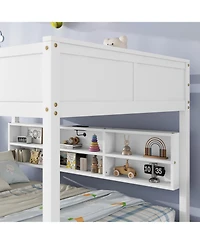 Streamdale Furniture Queen Over Queen Bunk Bed with Storage Charging White