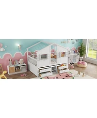 Streamdale Furniture Loft Bed with Roof Windows & Storage - White