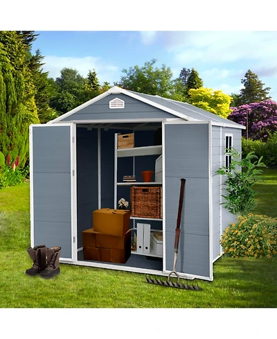 Streamdale Furniture 6x8 Resin Outdoor Storage Shed - Grey