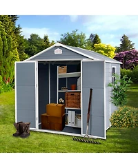 Streamdale Furniture 6x8 Resin Outdoor Storage Shed - Grey