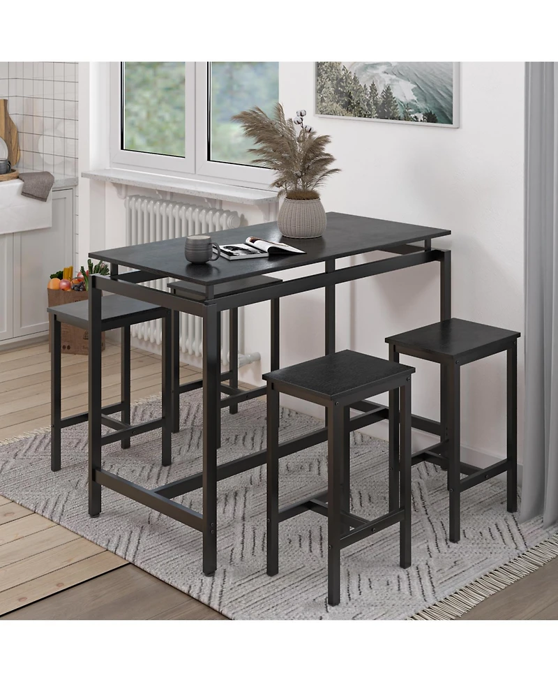 Streamdale Furniture Black Bar Table Set with 4 Stools