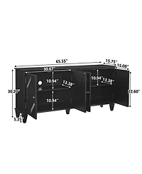 Streamdale Furniture Mid Century Modern Sideboard Buffet Cabinet - Black