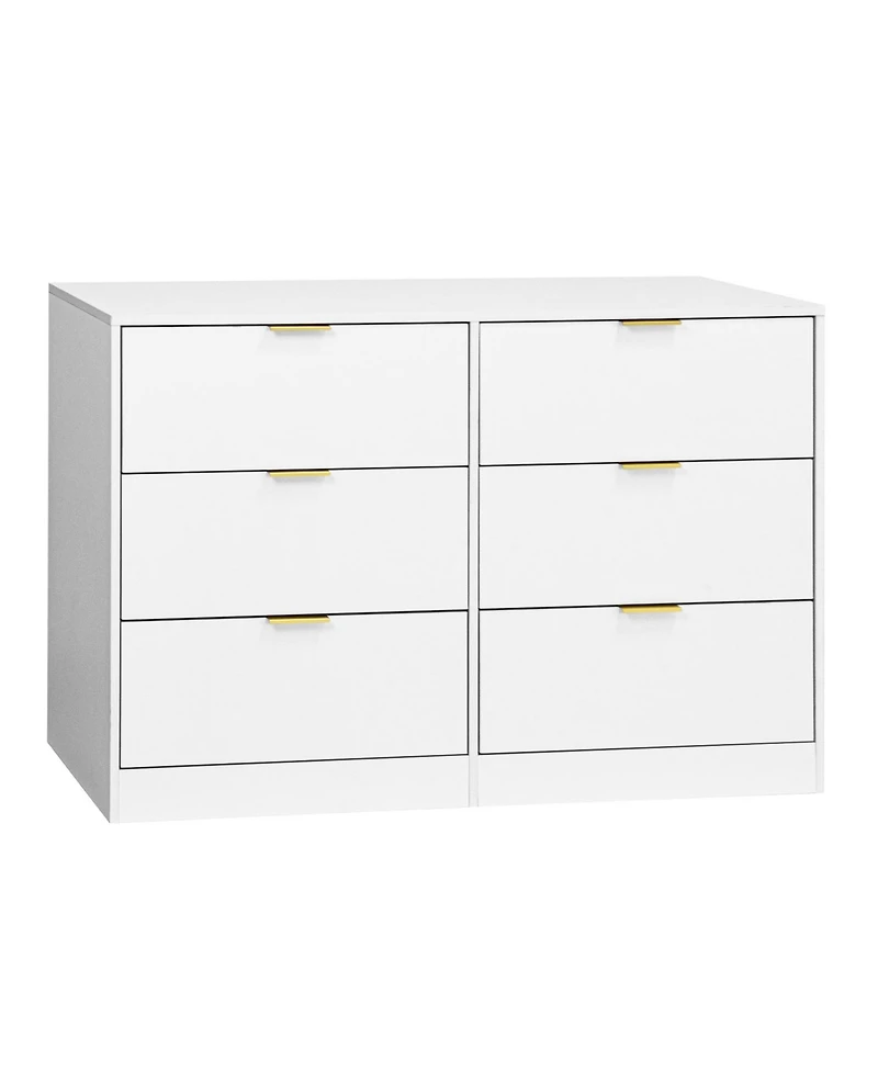 Streamdale Furniture Simply Modern 6-Drawer Dresser - White