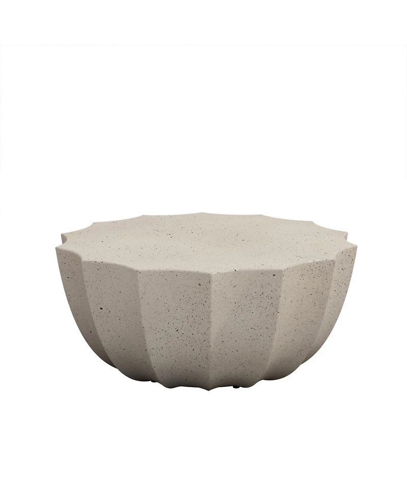 Streamdale Furniture 35" Modern Waterproof MgO Cement Coffee Table - Indoor/Outdoor (White)