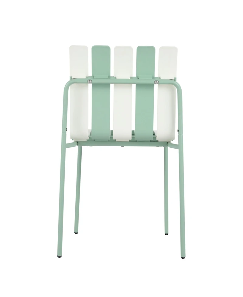 Streamdale Furniture Striped Color Block Chairs - Waterproof, Metal Legs (White & Green)